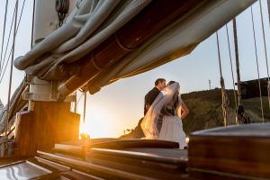 eloping couple on boat