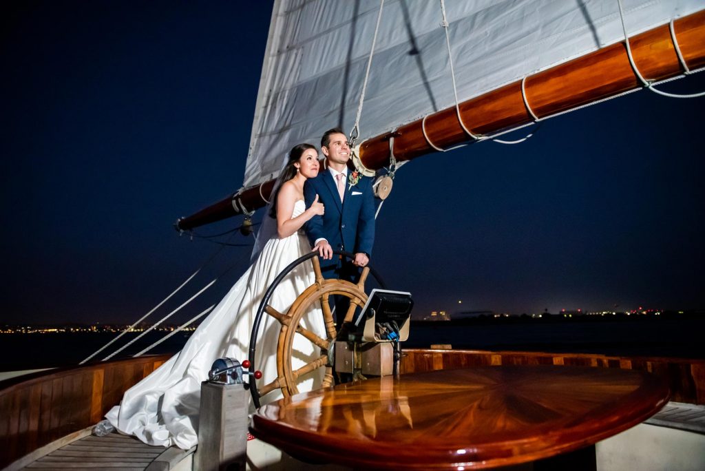 elopement wedding at wheel of yacht